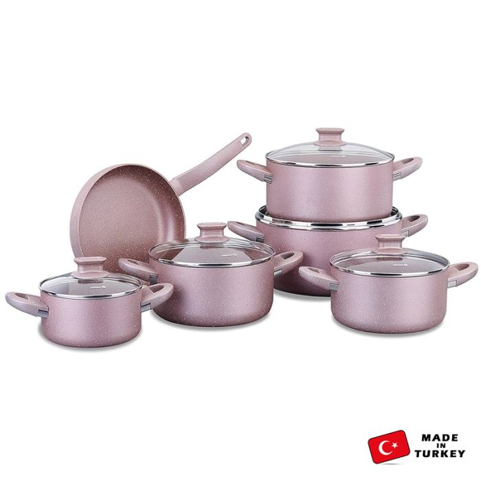 Service de Cuisine de 11 Piéces Korkmaz Lina Granite - Rose Gold