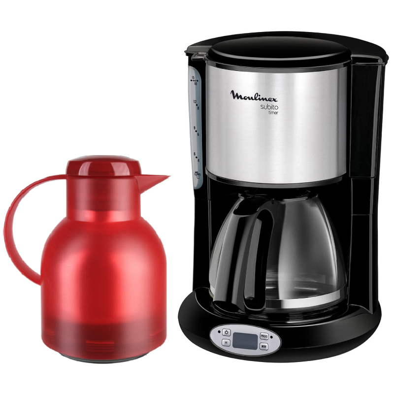 Pack Cafetière Filtre Moulinex FG362810 Et Thermos Tefal Samba - Noir et Rouge