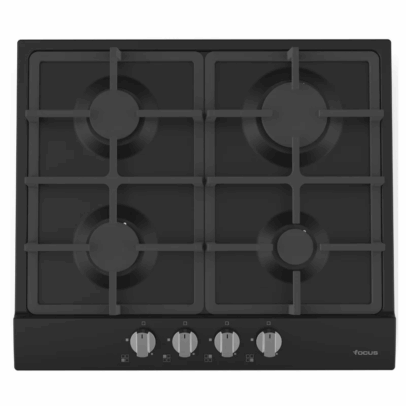 Plaque A Gaz Focus 4 Feux F.8004BS GR Fonte – 60CM – Avec Thermocouple – Noir