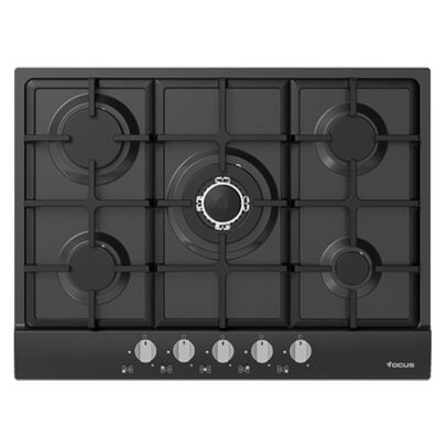 Plaque A Gaz Focus 5 Feux F.8011BS GR Fonte – 70CM – Avec Thermocouple – Noir