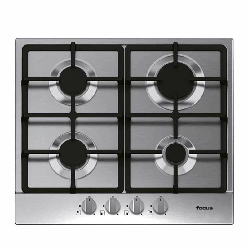 Plaque A Gaz Focus 4 Feux F.4008XS GR Fonte – 60CM – Avec Thermocouple – Inox