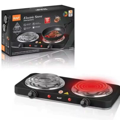 Réchaud Plat Electrique 2 Feux RAF R.8020BB - 2000W - Noir