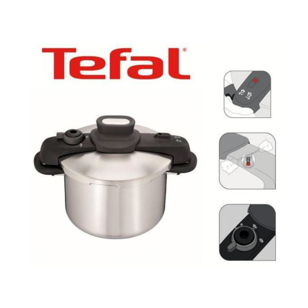 Cocotte 6 Litres TEFAL P3530734 - Secure Compact - Autocuiseur - Inox