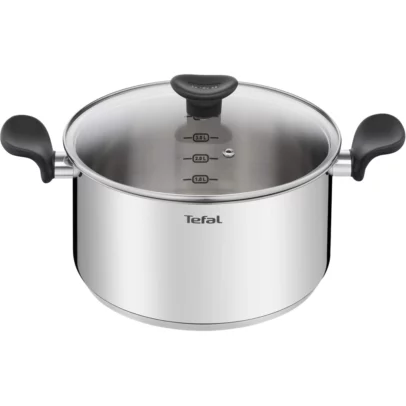 Faitout 24 cm Tefal Primary E3084604 - Couvert en verre - Inox