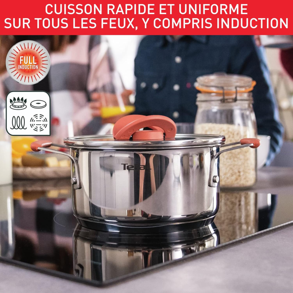 Service De Cuisine 13Pcs Tefal G720SD74 - Faitouts 18/20/24 + Couvercle +Ustensiles - Inox – Image 7